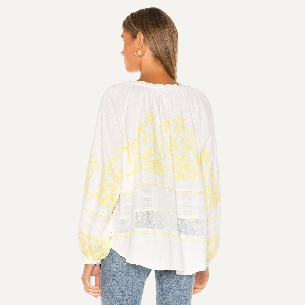 Free People Persuasion Women Size Small Yellow Balloon Sleeve Blouse - Picture 4 of 11